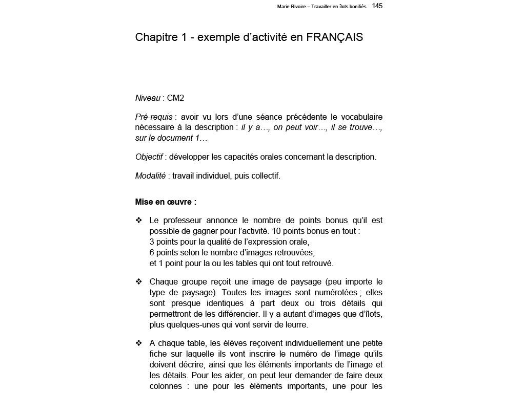 Exemple d'activité en Français