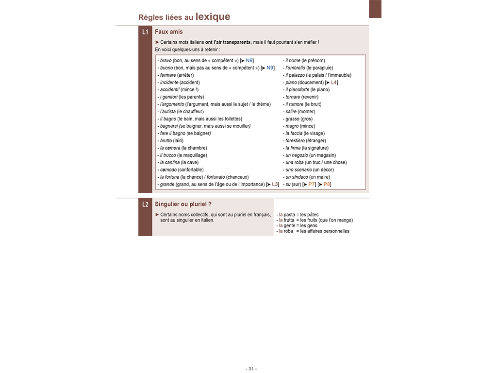 Lexique Mémo italien A1 A2