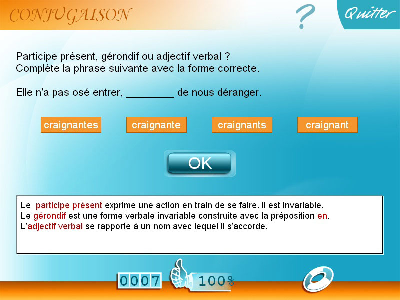 Logiciel exercice conjugaison Français