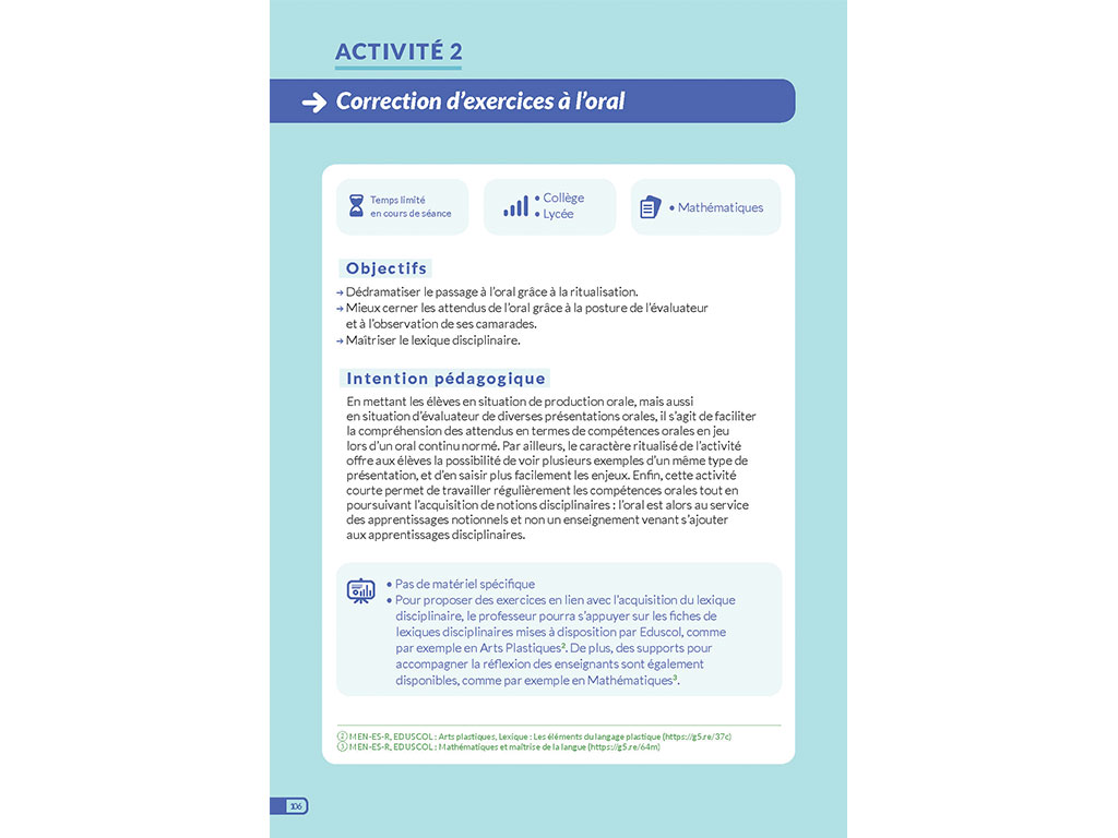 Activité - correction d'exercices à l'oral