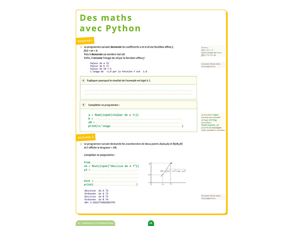 Cahier de Python Seconde - mathématiques avec Python