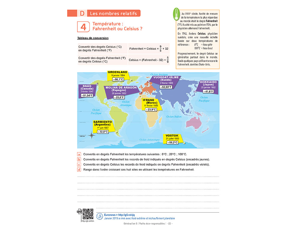 Exercices Nombres Relatifs Maths éco-responsables 4e-3e