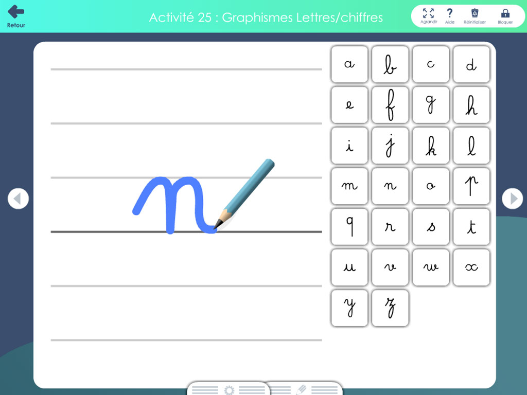 Outil interactif - écriture lettres et chiffres