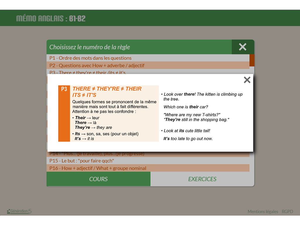 Règle organisation de la phrase - Anglais
