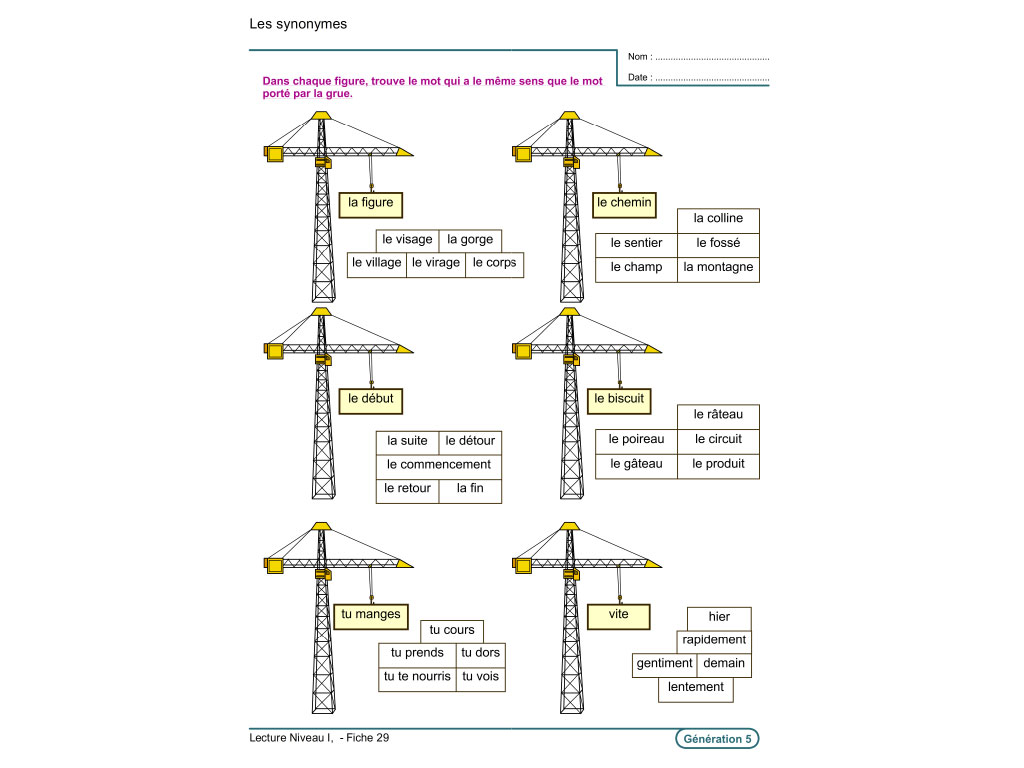 Fiche exercice de lecture au CP, CE1, CE2